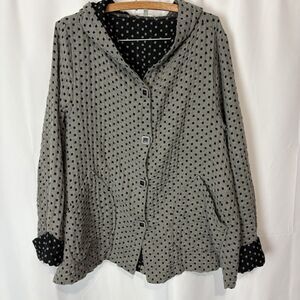 Habitat Jacket Women Gray Black Square Swing Pockets Lagenlook Art To Wear L